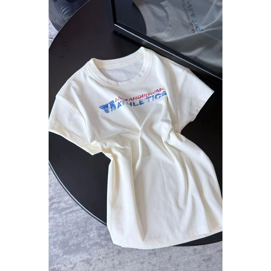 《An ni》【王】字母印花T恤女2025夏季新款显瘦上衣 Ani-B673