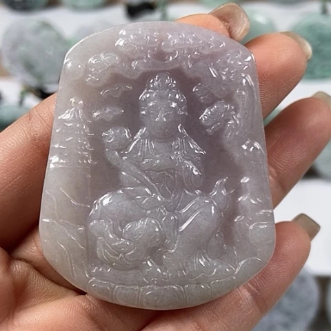 翡翠颈饰未镶嵌文殊菩萨