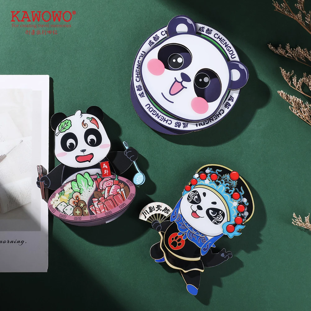 国潮创意文创卡通冰箱贴木质城市会摆动冰箱贴文化创意冰箱磁吸贴