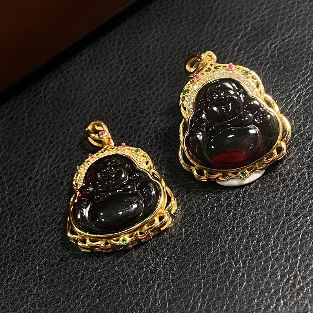 【胖丁珠宝】s925银镶琥珀吊坠20-H03P12【多样性发一件】15*15