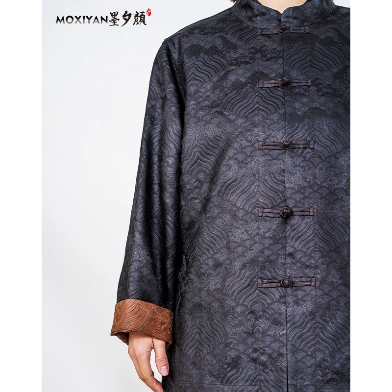 【墨夕颜】2025春季新款新中式男士百搭 江崖海水唐装外套-MH-660