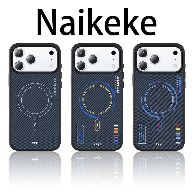 新款凯夫拉纹理适用苹果17promax磁吸手机壳16PM磁吸鎏金个性防摔