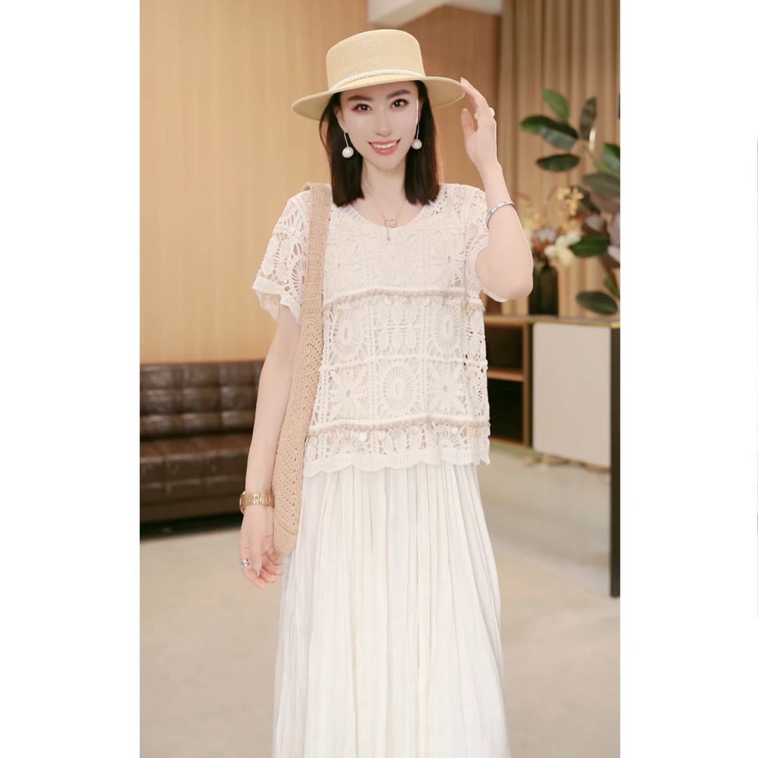 林果&季得 【彩虹碎片】时尚减龄气质百搭女士上衣两件套装