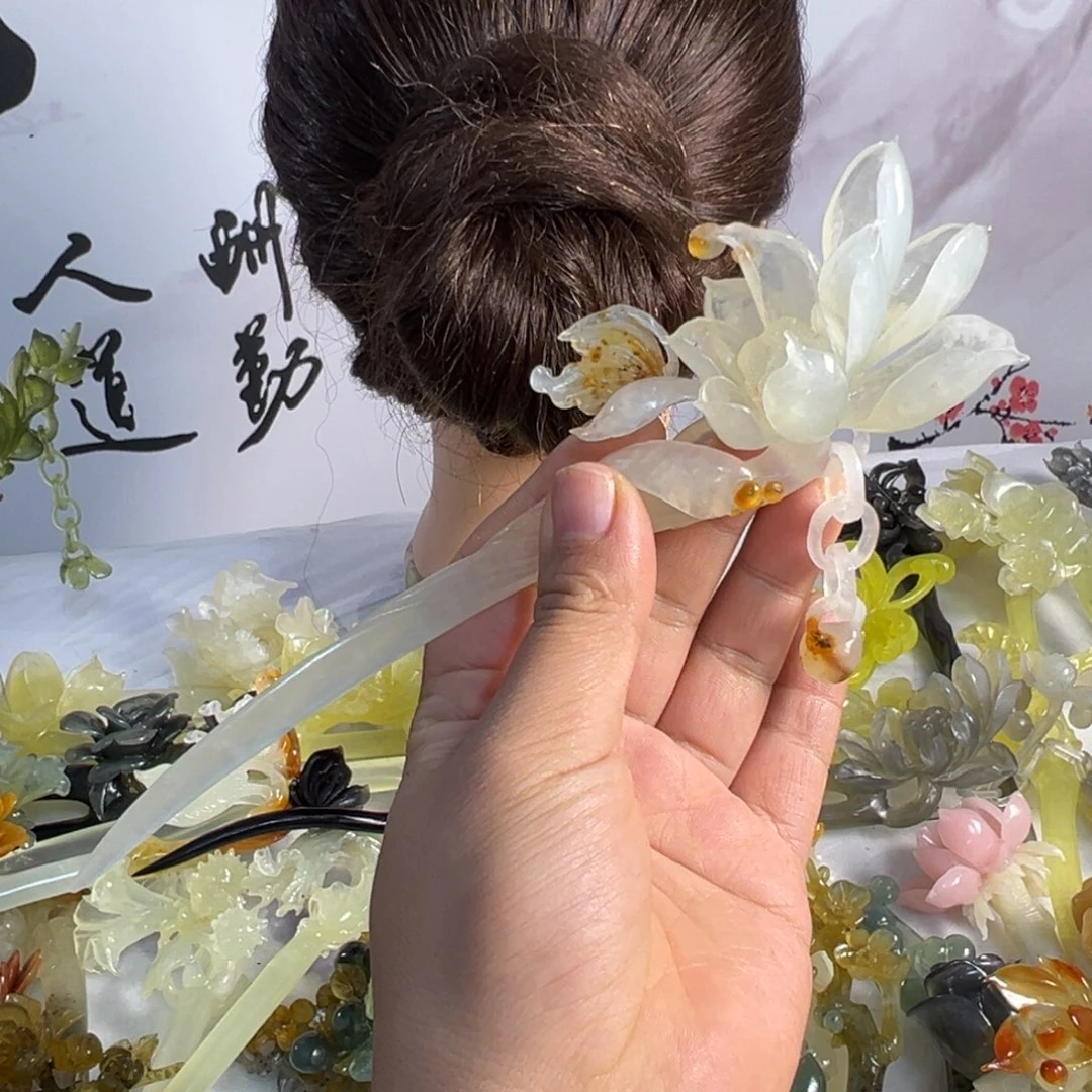 胖***瘦定制蛇纹石玉毛货发饰