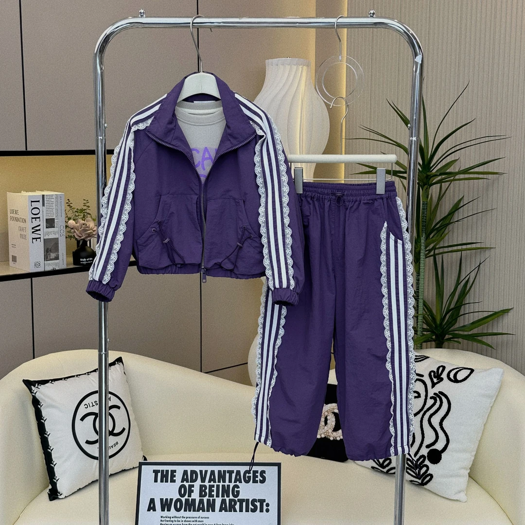 【糖宝魔豆】女童秋装套装2024新款洋气中大童秋季气质冲锋衣两件套