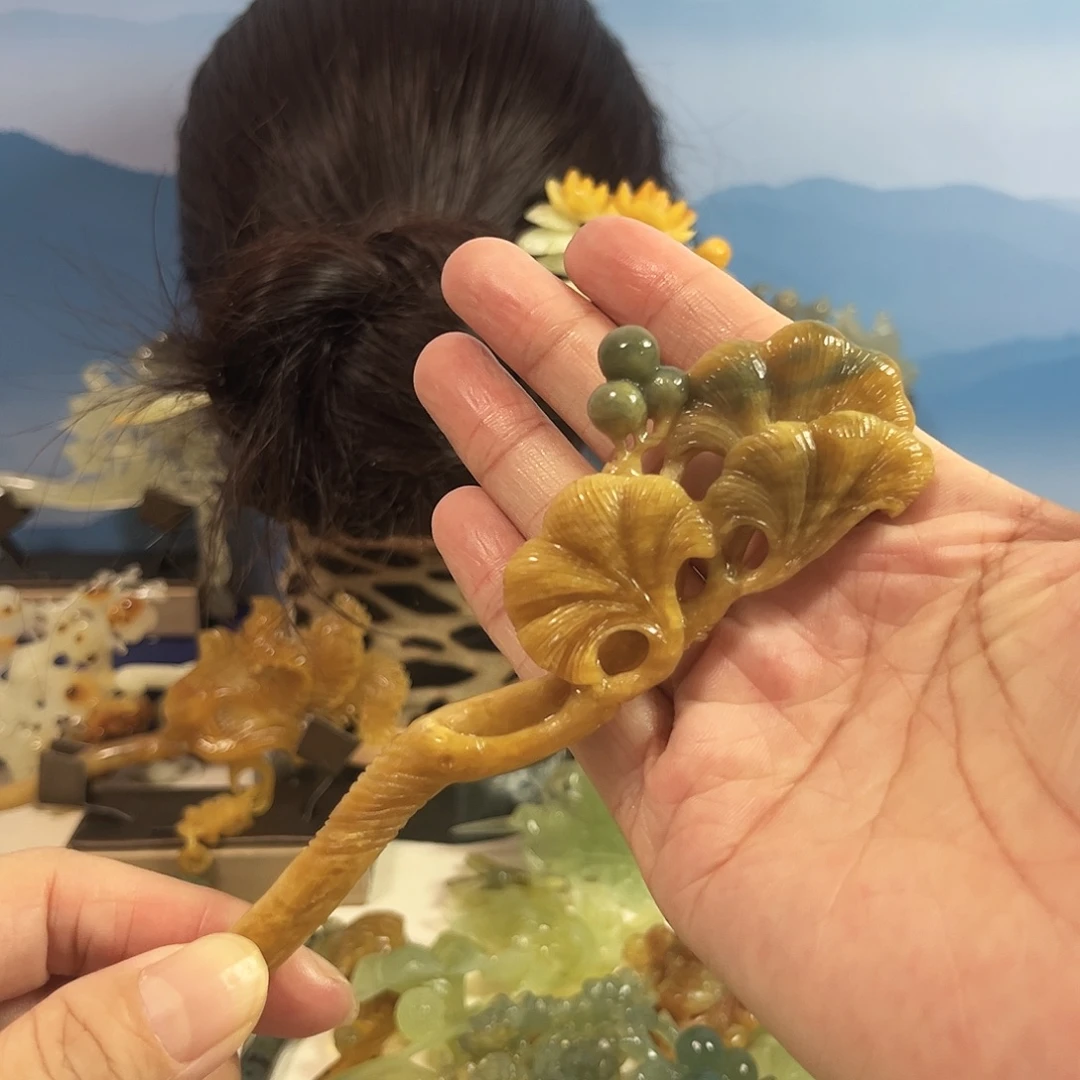 蛇纹石玉合金发饰