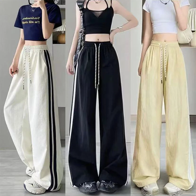 女童裤子夏季薄款儿童阔腿裤中大童休闲宽松条纹小个子山本裤学生