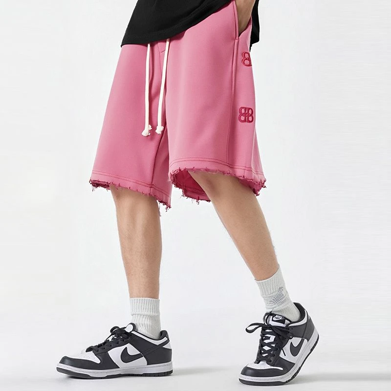 【玫红色直筒短裤】夏季新品轻奢时尚短袖男女同款--X1946