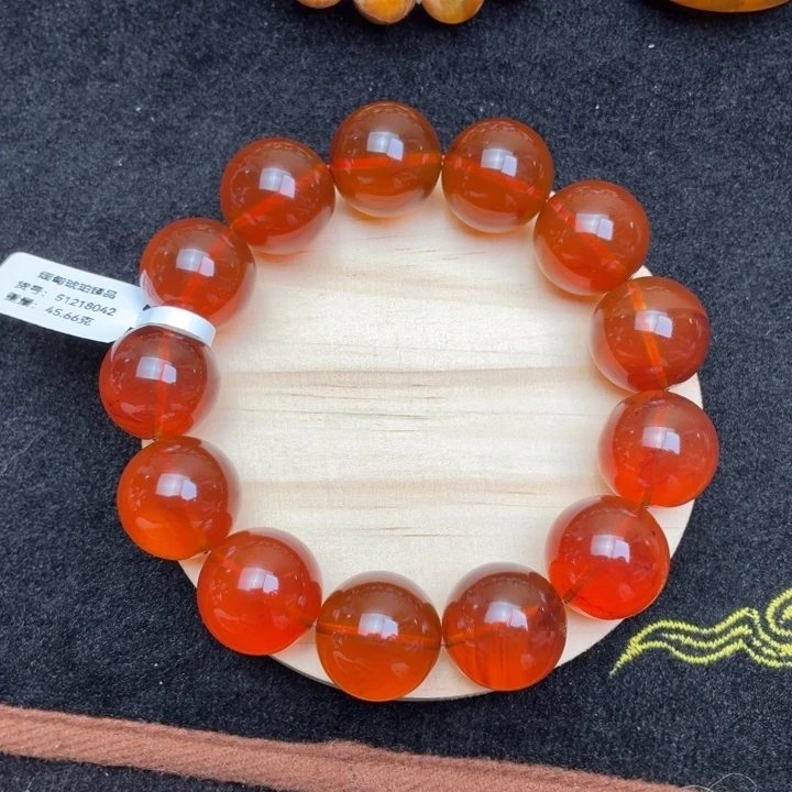 琥珀未镶嵌珠宝奇石18mm橘蜜果冻料单圈