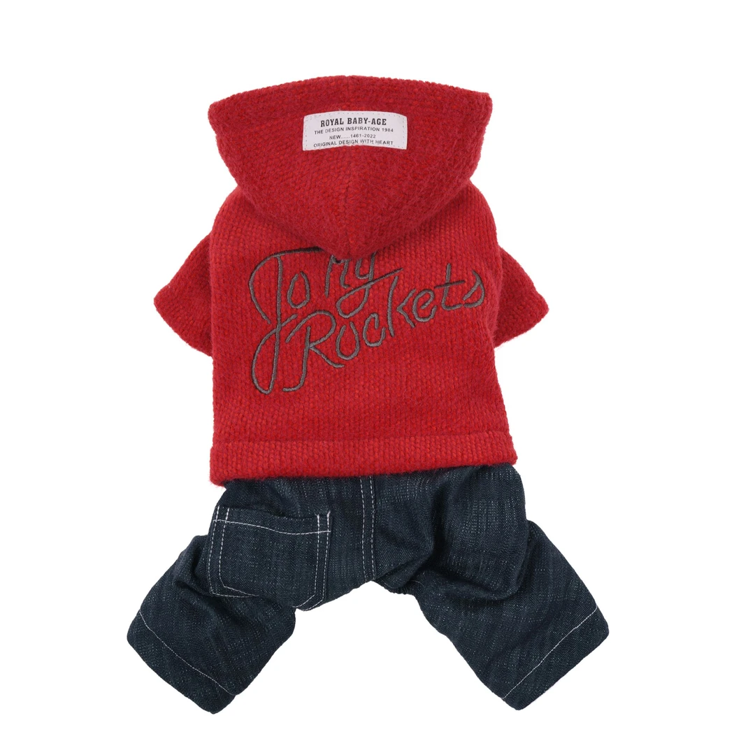 金冠宝贝宠物服装加绒加厚刺绣狗狗四脚秋冬棉衣法兰绒巨保暖亲肤