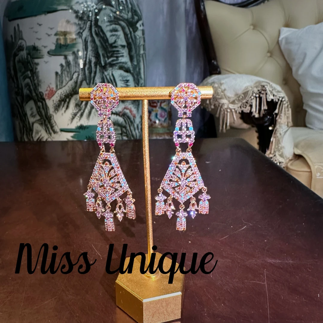 B8004紫橘色民族风铁塔耳环