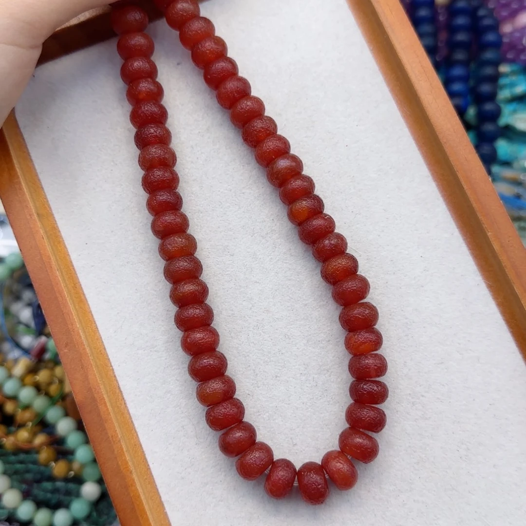 玛瑙/玉髓未镶嵌珠宝半成品橘皮老玛瑙算盘一条卡11