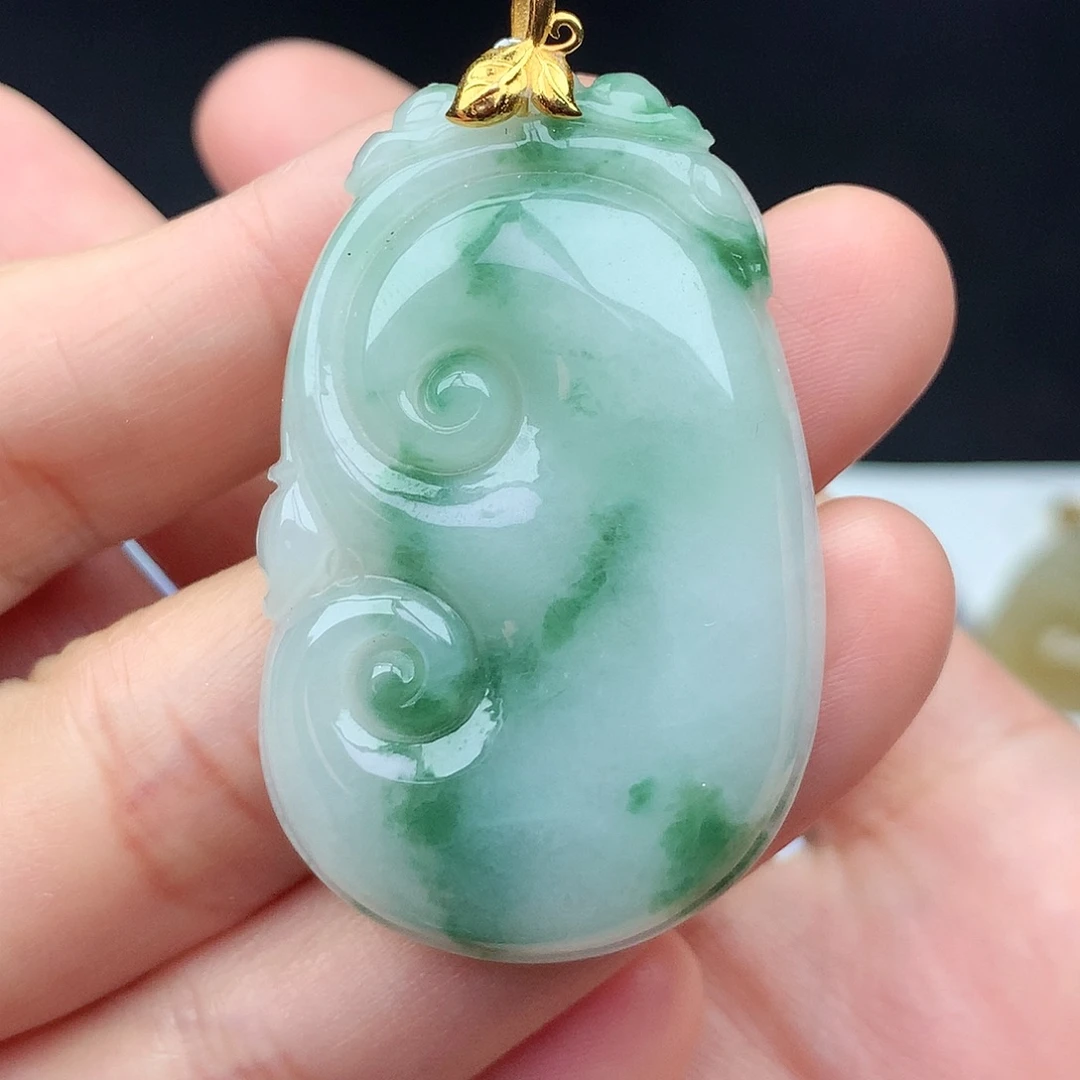 翡翠18K金镶嵌吊坠(不含链)