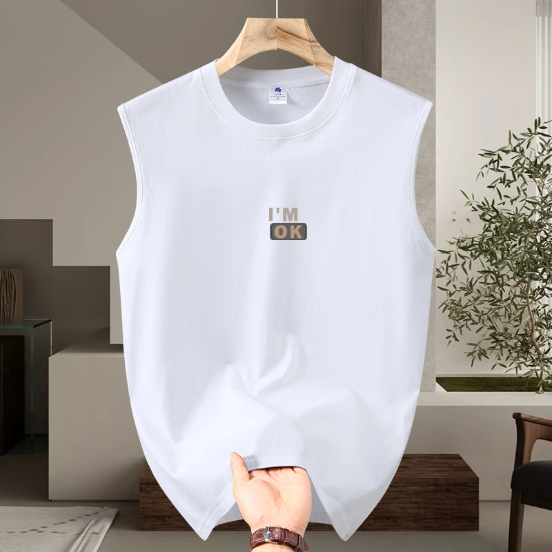 纯棉男士无袖背心休闲大码宽松夏季圆领无袖t恤运动跨栏健身坎肩