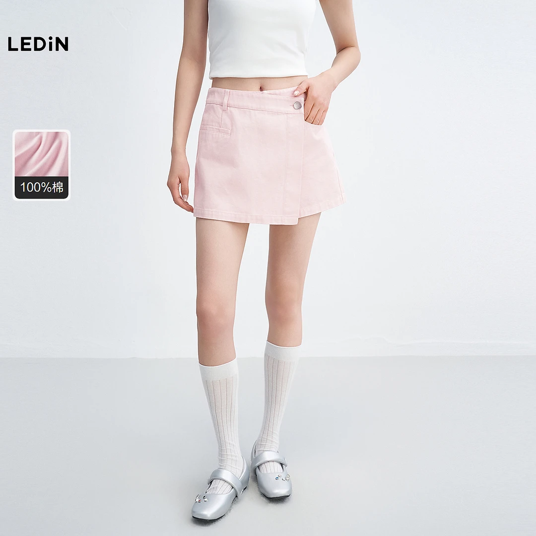 乐町粉色休闲短款裙裤25年夏季新款甜酷少女长腿小个子百搭女裤子