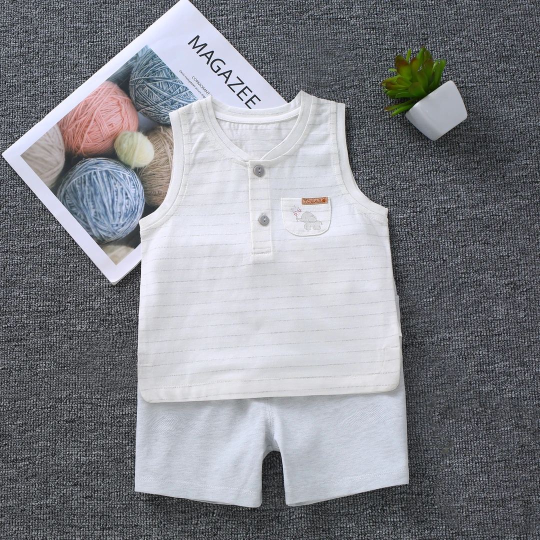 婴幼儿宝宝夏季背心套装儿童横纹