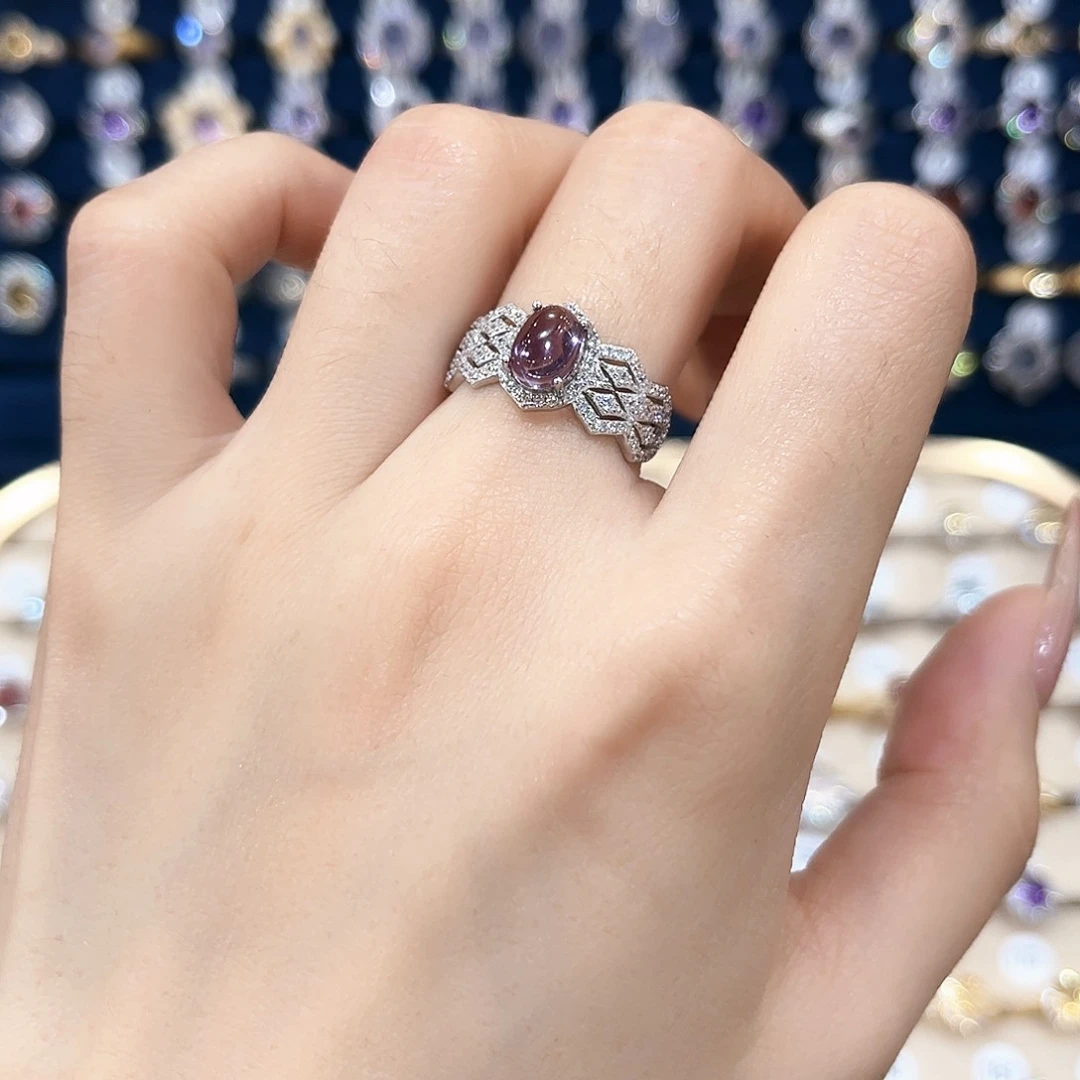 紫晶女款银S925镶嵌戒指