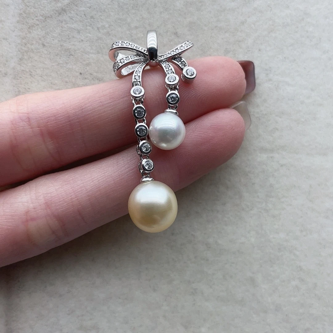 吊坠92银S925镶嵌海水珍珠