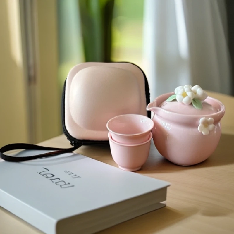 粉汝手工捏花旅行茶具便携式家用户外露营旅游陶瓷快客杯泡茶壶