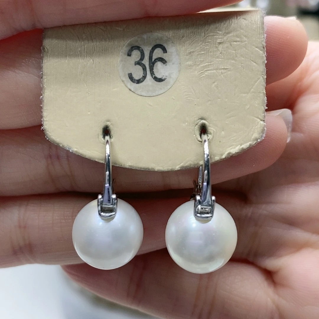 淡水珍珠耳饰银S925镶嵌