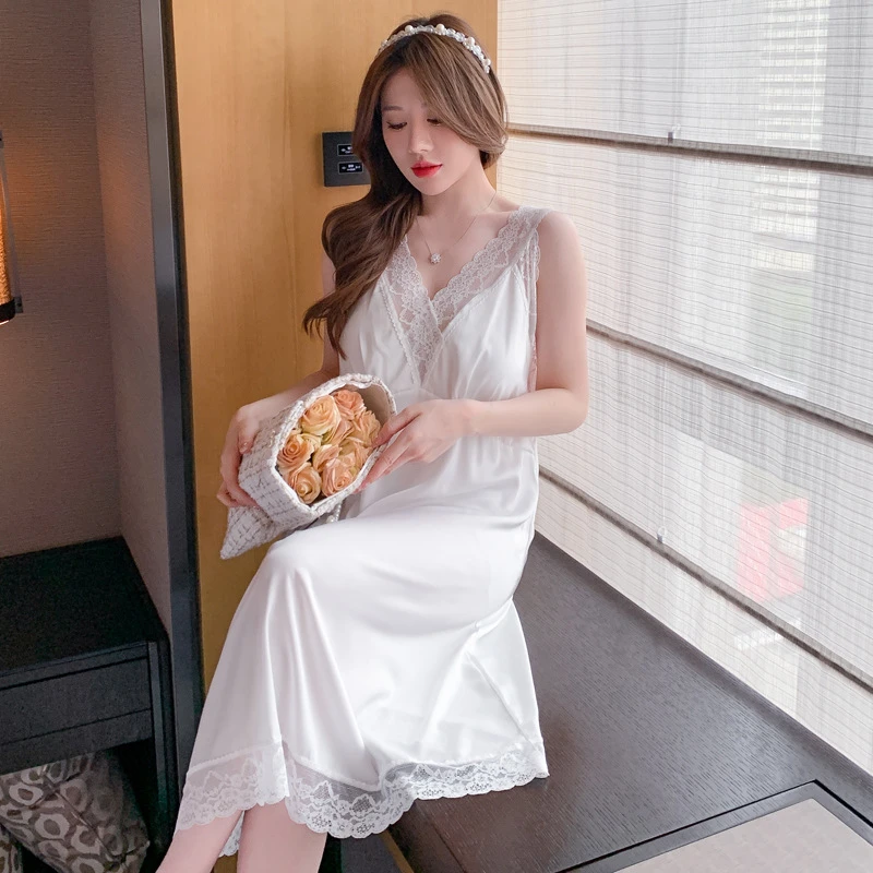 2025新款性感睡衣女蕾丝诱惑春秋吊带睡裙夏季丝绸大码短裙性感潮