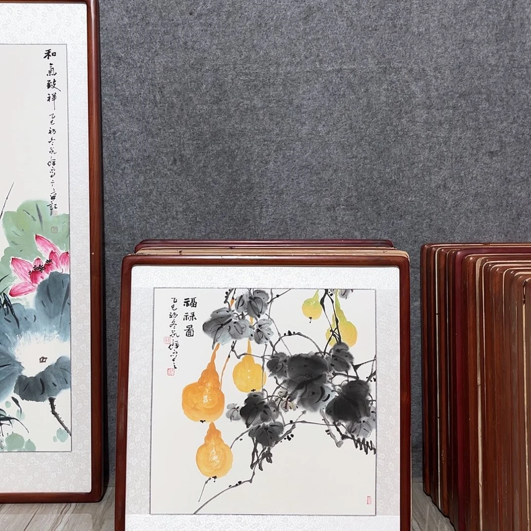 国画书画作品带框63×63