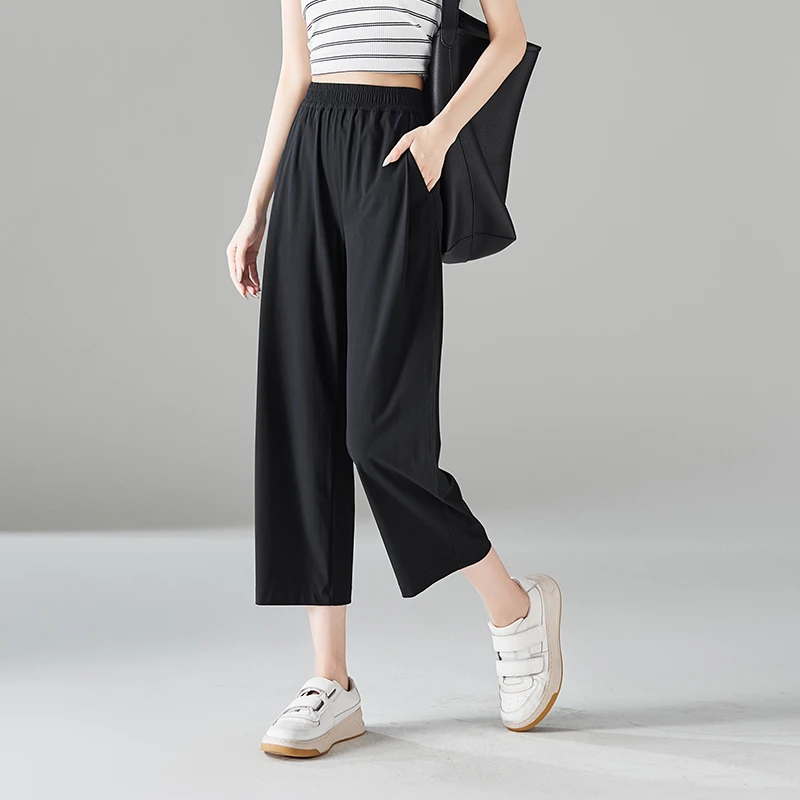 索菲丝尔【冰爽透气】弹力薄款直筒裤女2025夏季时尚九分裤子521101