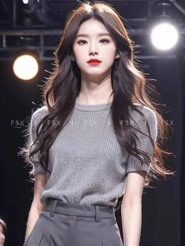 夏装搭配一整套时尚超好看精致独特高级感针织衫阔腿裤两件套装女