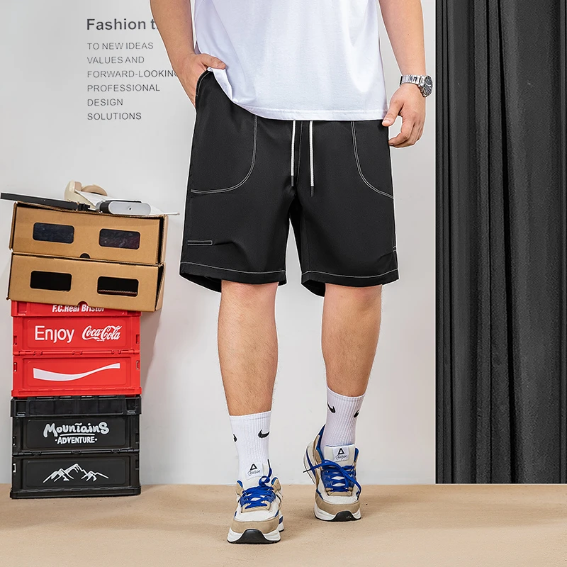 芊歌潮牌大码男装X1512夏季新款胖子加肥加大直筒休闲宽松5分短裤