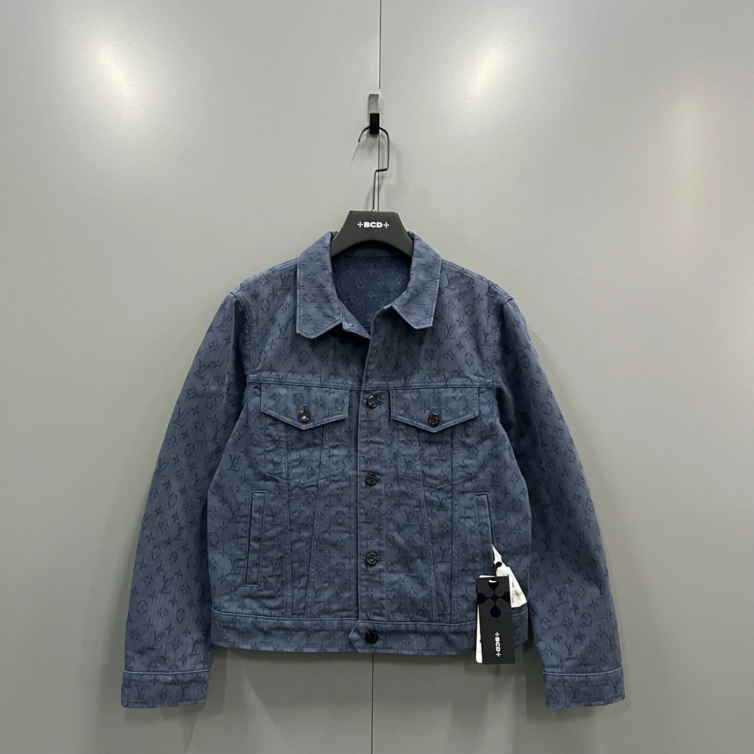 95新 LouisVuitton/路易威登 (ll) lv 藏青老花牛仔夹克 46码