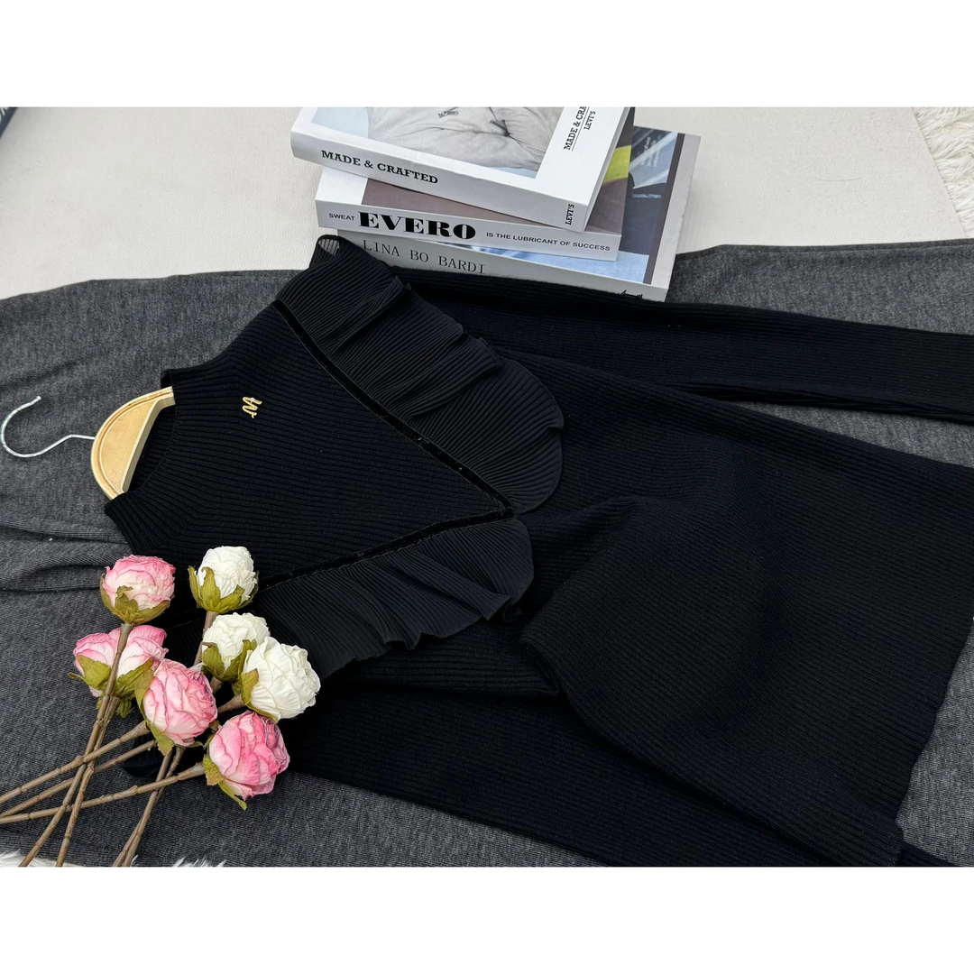 【黑色蕾丝套头】设计感时尚气质针织上衣QC2555