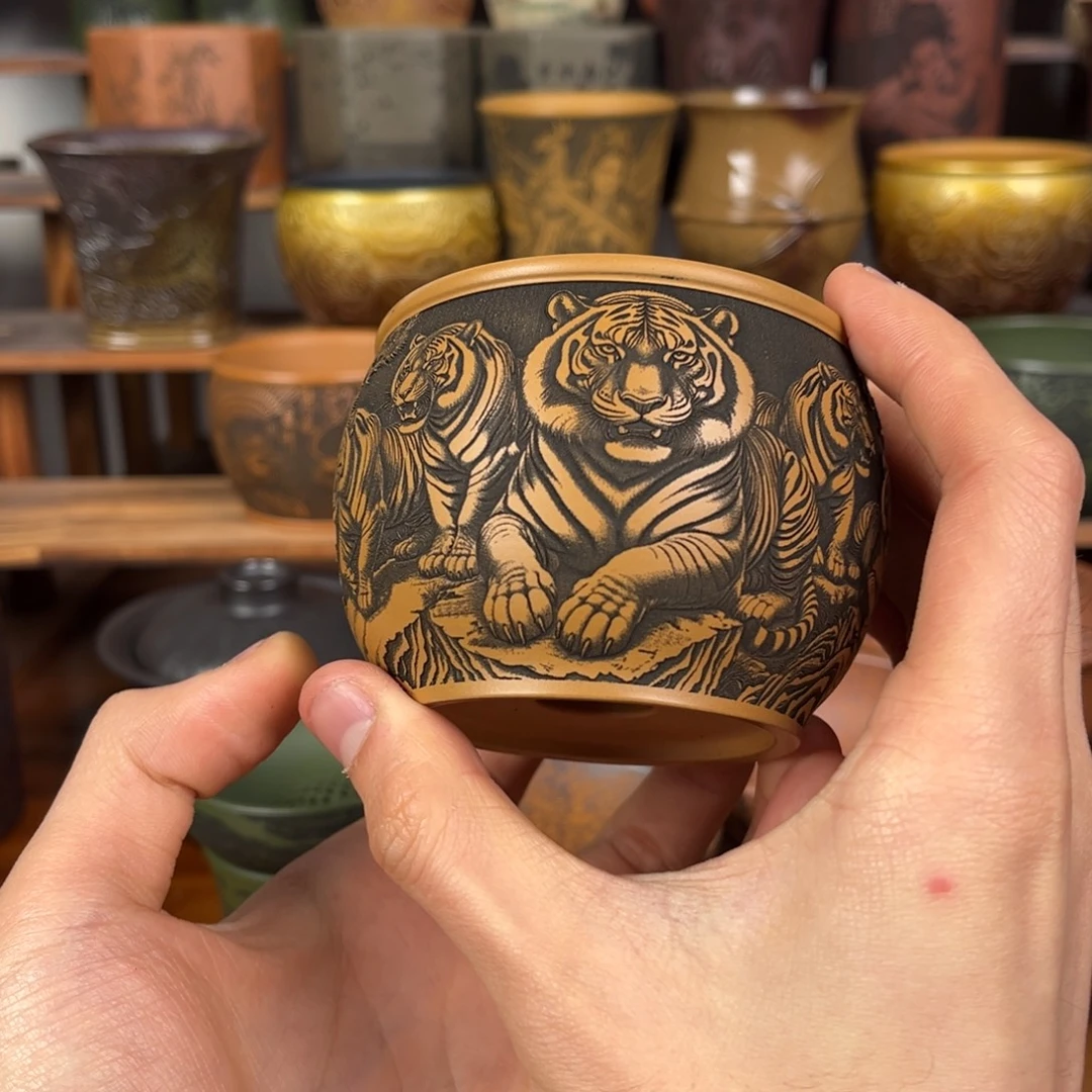 紫砂茶杯宜兴原矿紫砂杯