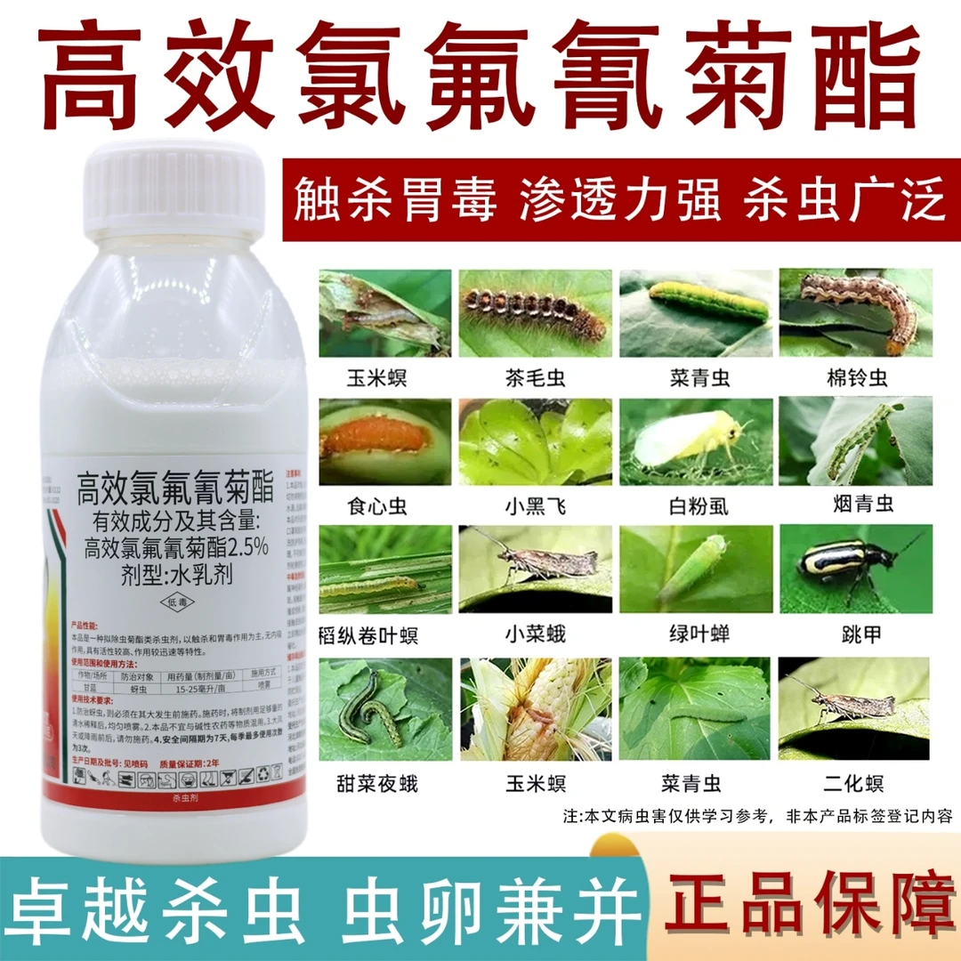 正品高效氯氟氰菊酯杀虫剂防治蚜虫菜青虫食心虫蔬菜花卉通用农药