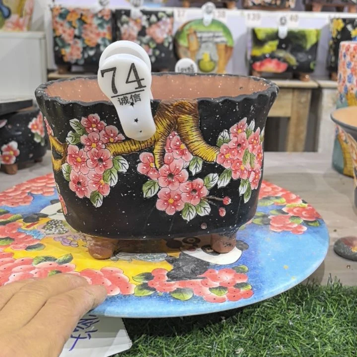 紫砂花盆景德镇陶瓷