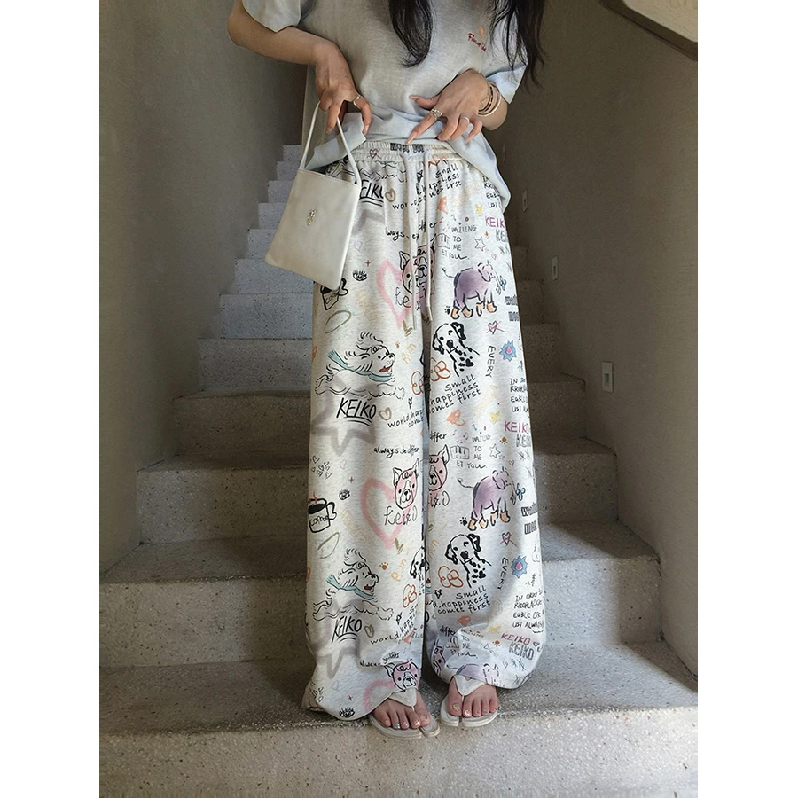 张贝贝 甜宠派对 高弹高棉 童趣涂鸦印花垂垂裤