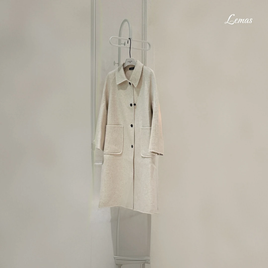 【乐玛施】奶雾白云绒中长毛呢大衣 外套5108