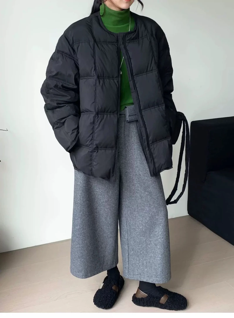 【配包包】特价 不退 不换 韩系简约高级感压格保暖羽绒服外套
