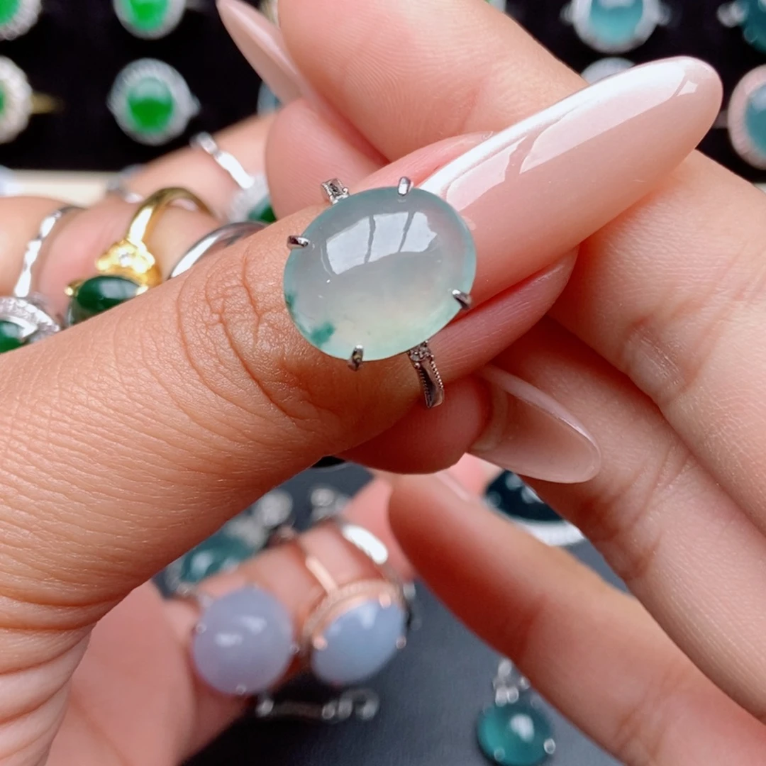 翡翠戒指银S925镶嵌56321