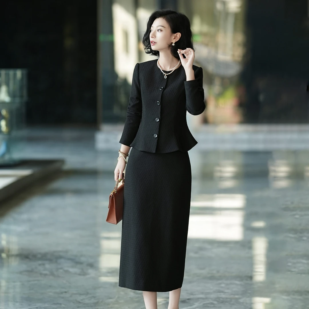 西子/【权力】精梳棉高级气质收腰黑色套装/WTYF139