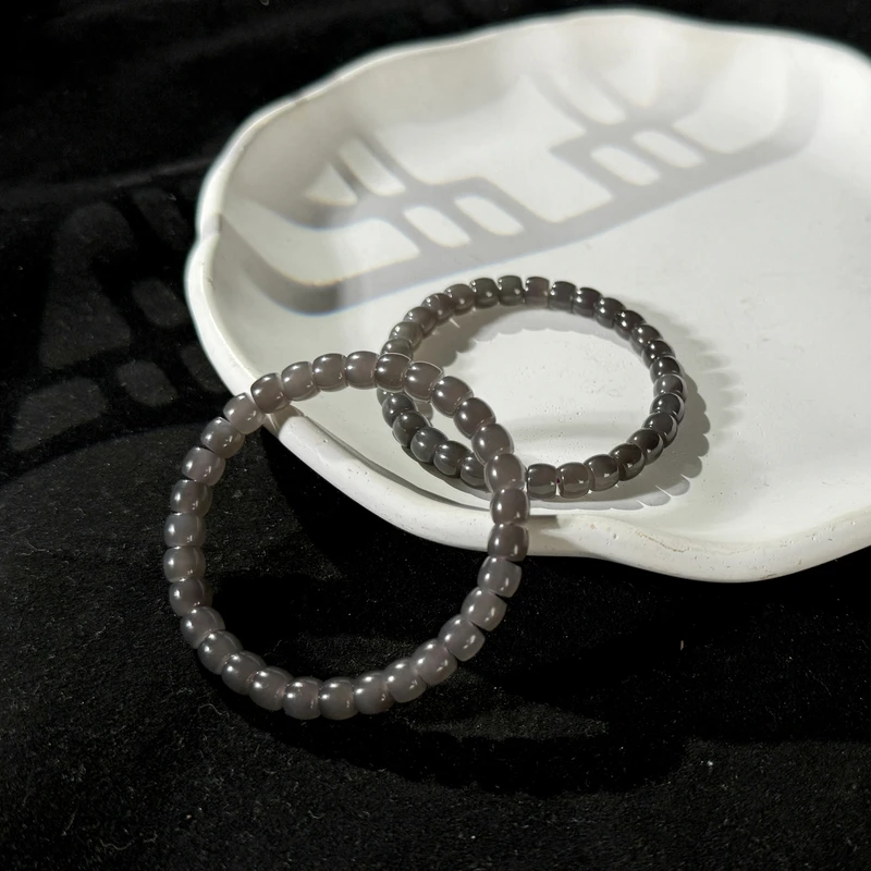 约6*7mm和田玉烟紫直切手串多样性发一