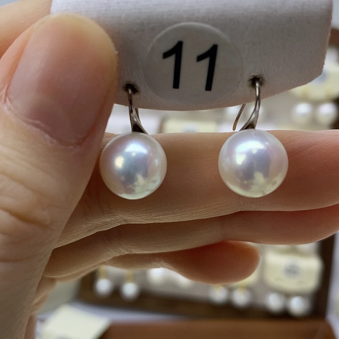 耳饰银S925镶嵌淡水珍珠