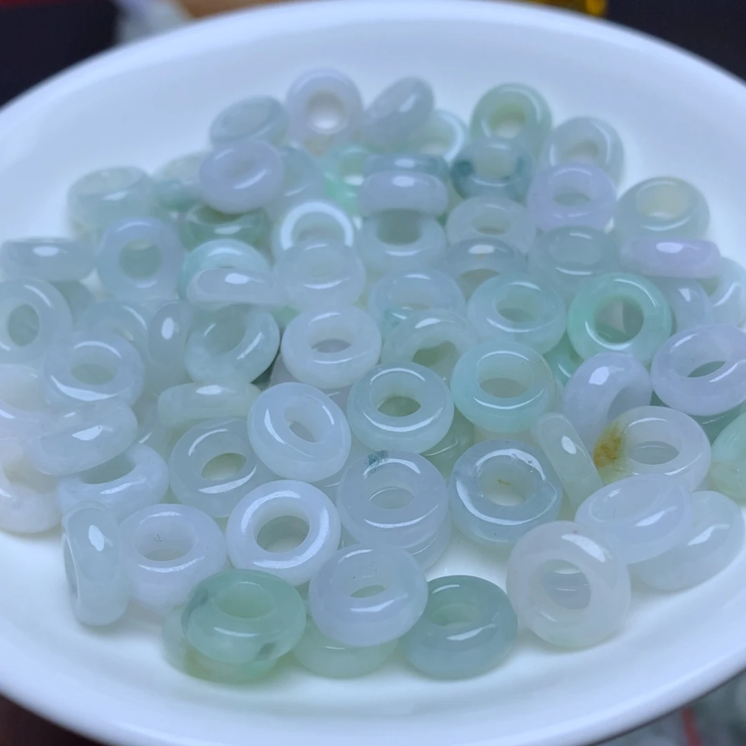 【闪购商品】翡翠手链未镶嵌卡10冰绿白圆环20个