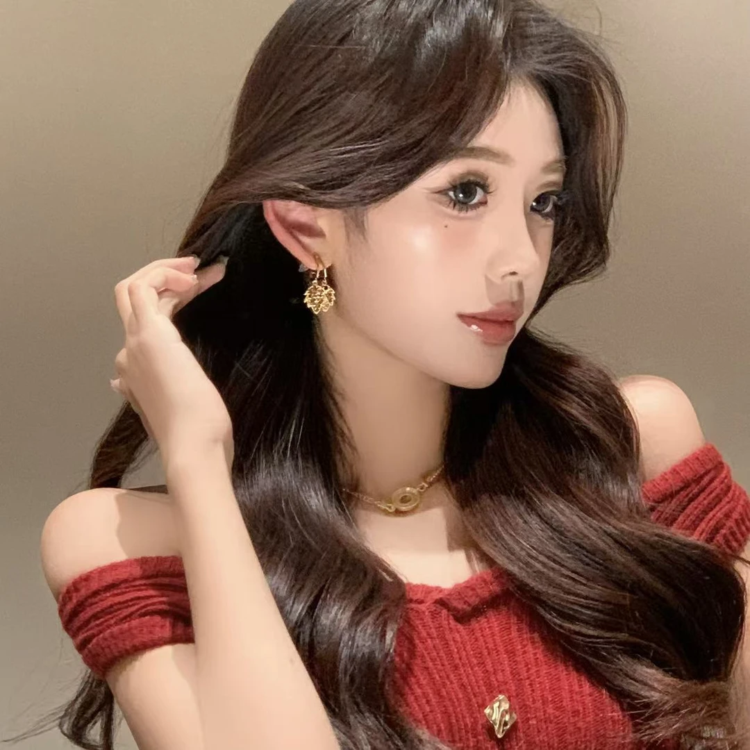 FULL GIRLISH耳环02649轻奢树叶高级耳钉耳饰