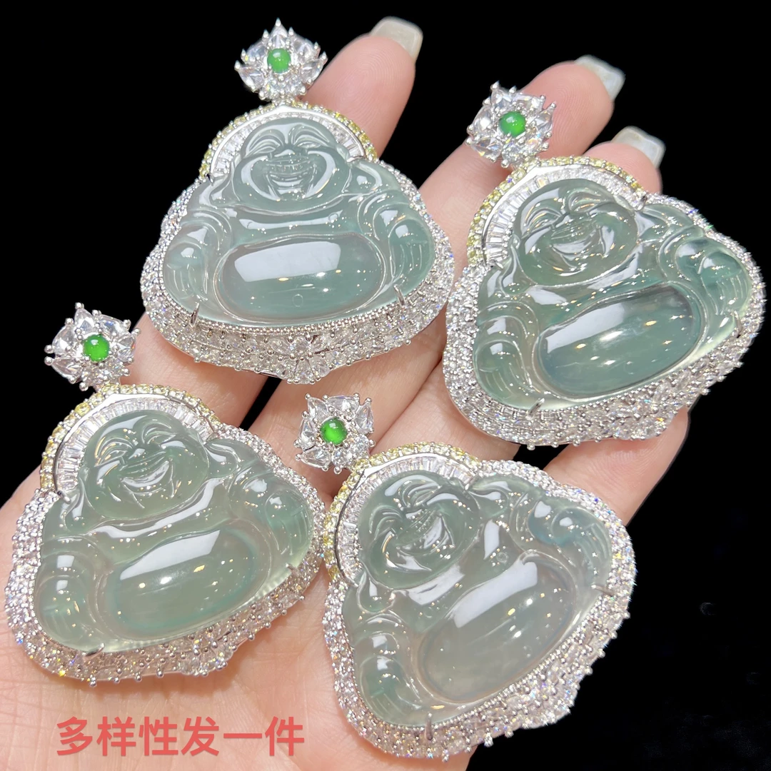 【金旭上成】天然翡翠A货蓝水超大佛公吊坠 多样性发一件