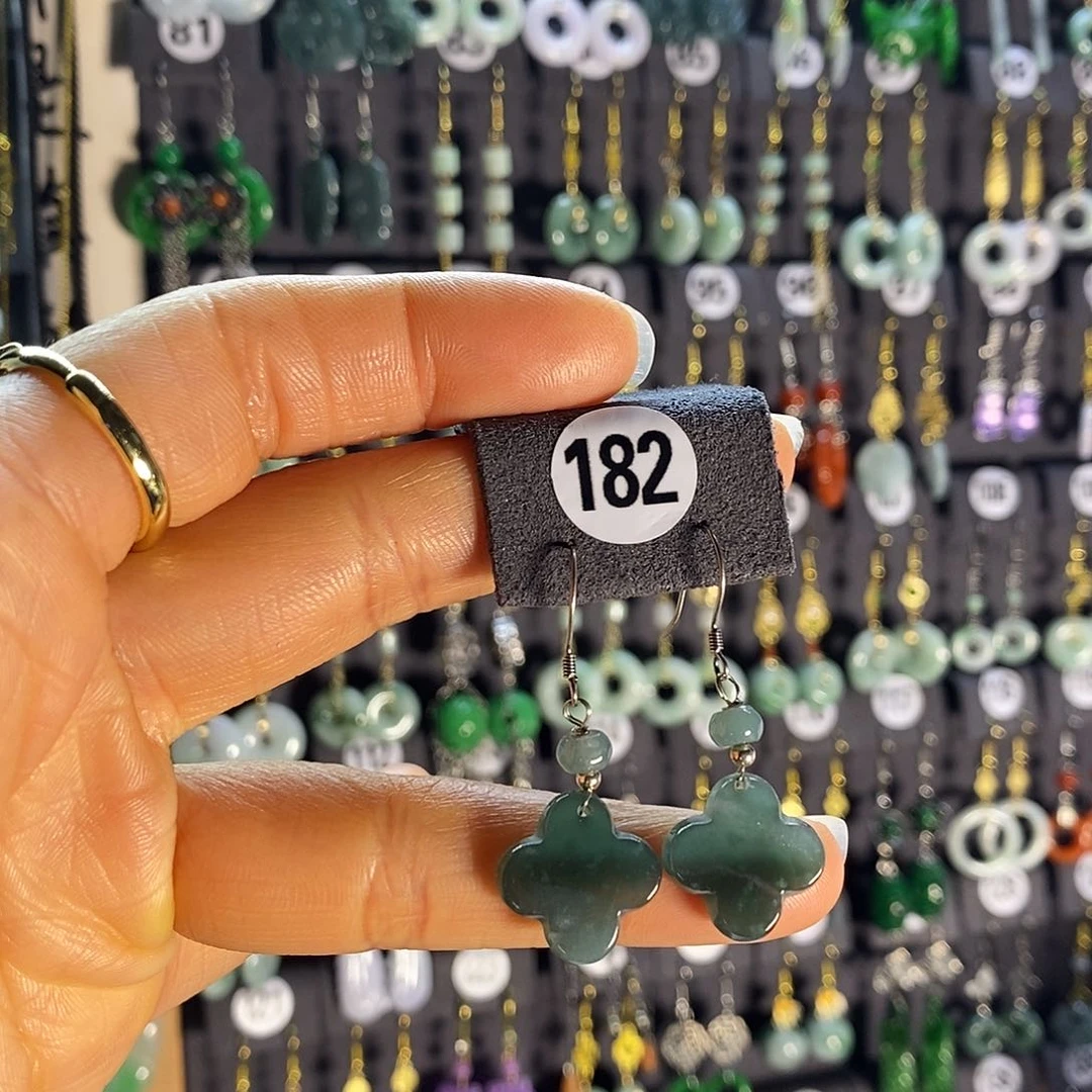 银S925镶嵌翡翠耳饰182