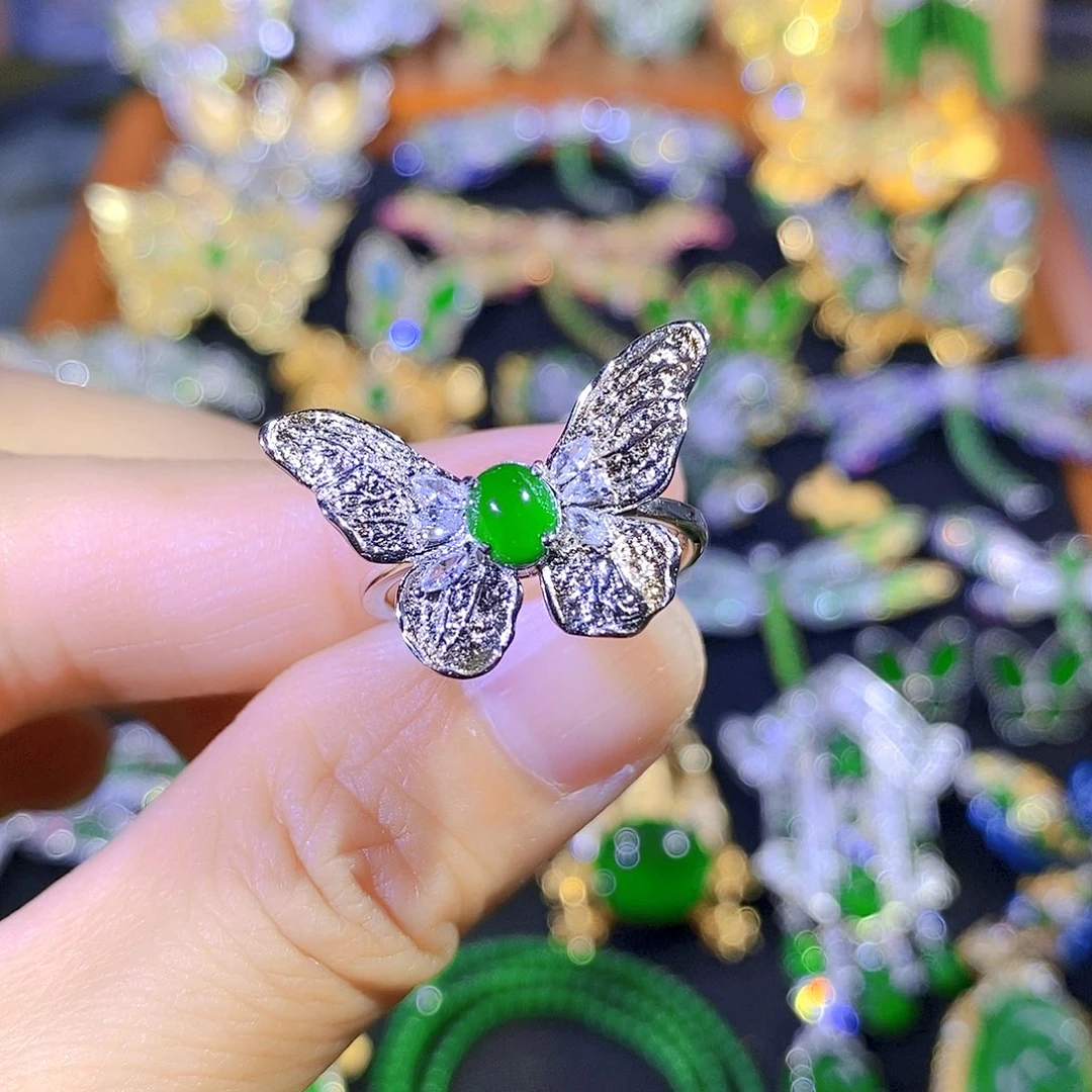 吊坠(不含链)银S925镶嵌翡翠