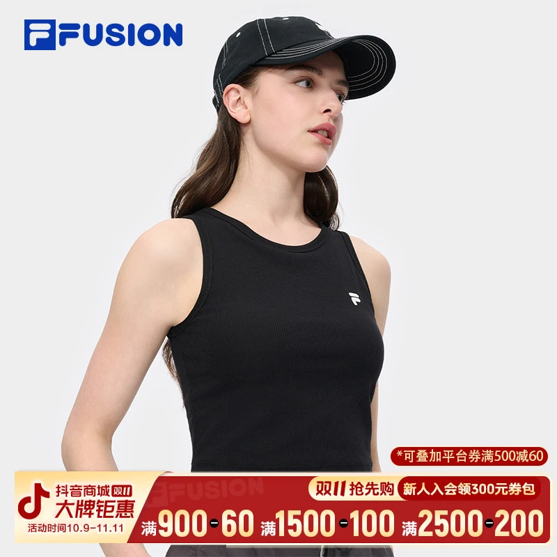 FILA FUSION斐乐吸湿速干宽松显瘦背心女夏季运动无袖T11W527107F