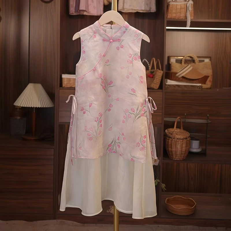 女童连衣裙夏季2025新款儿童洋气时髦旗袍裙女孩夏装新中式裙子潮