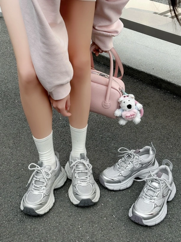 8973-11达思图厚底增高老爹鞋女2025春季新款网面透气百搭休闲