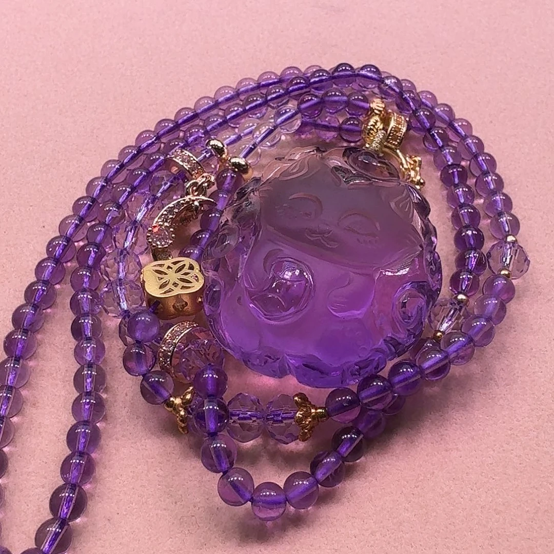 水晶颈饰未镶嵌天然水晶狐狐吊坠